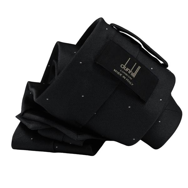 Dunhill woven twill tie in a fine dot pattern