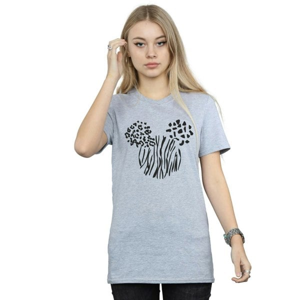 Disney Womens/Ladies Mickey Mouse Animal Cotton Boyfriend T-Shirt - Sports Grey