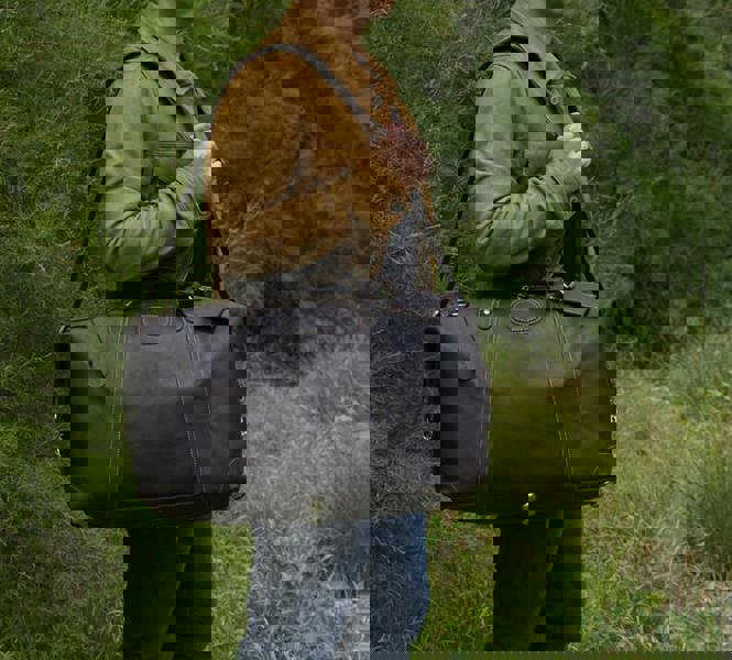 Touribag Genuine Leather Duffel Travel Bag - Vintage Brown