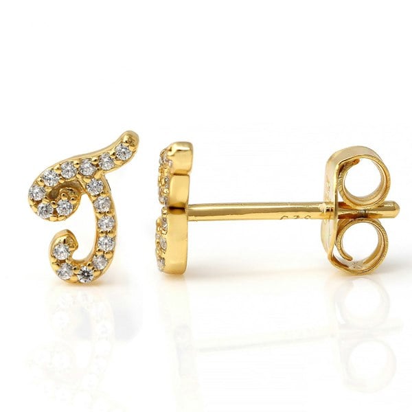 Say It With Luxe CZ Initial Earrings - Yellow Gold Plated