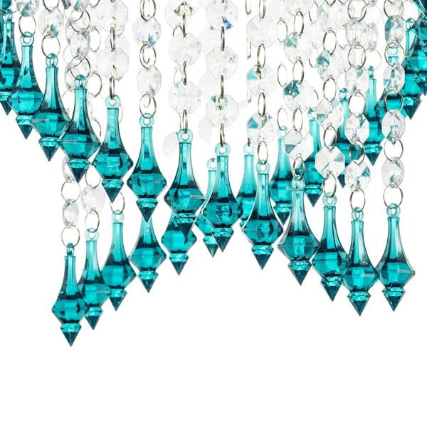 Modern Spiral Waterfall Pendant Shade with Teal and Clear Acrylic Image 4