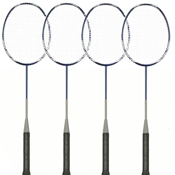 Rexco Badminton Set 4 Player Rackets Shuttlecocks Heavy Duty Poles Net Bag Garden Game