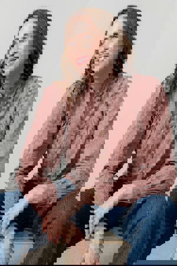 Lily & Me Wayfaring Textured Jacquard Blouse Antique Rose