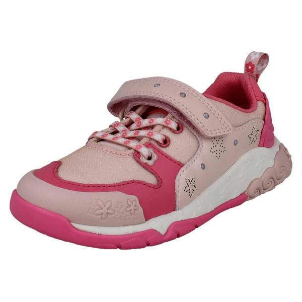 Clarks Girls Clarks Casual Glittery Trainers Tidal Shell