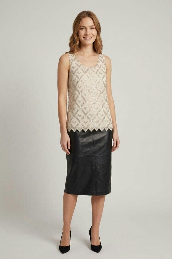 Izabel London Bead Embellished Sleeveless Top