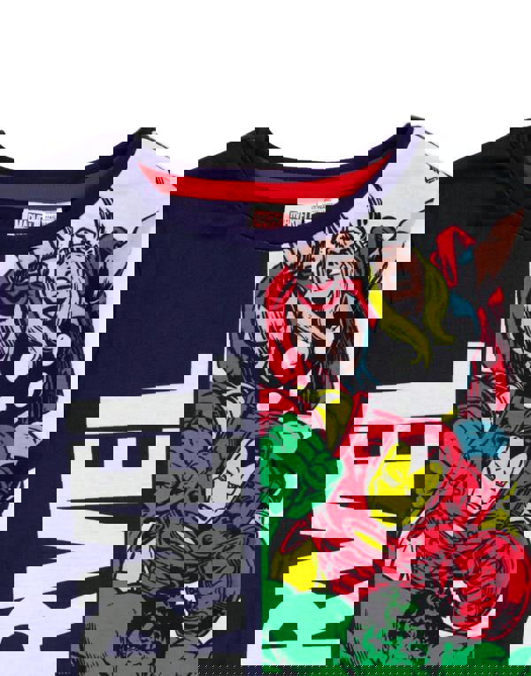 Disney Marvel Boys Blue Avengers Characters and Brand Logo Short Sleeve Short Leg Pyjama Set