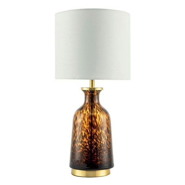 Modern Amber and Black Snowflake Speckle Glass Table Lamp with Shade Image 1