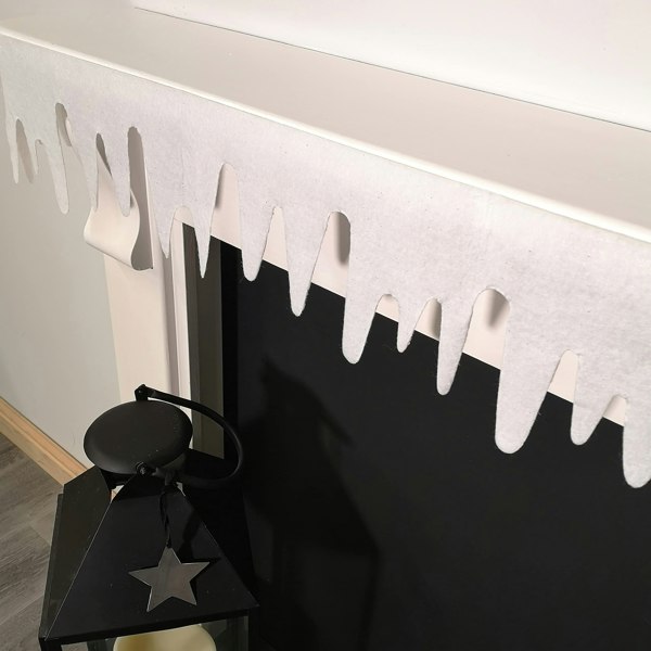 Samuel Alexander Premier White Felt 18cm x 240cm Decorative Glitter Christmas Icicle Fringe Wall Fireplace Decoration