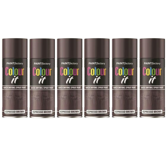 Paint Factory 6X  Espresso Brown Gloss Spray Paint 400ml