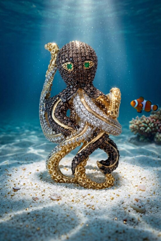 Latelita Octopus Cocktail Ring Nordic Gold Adjustable