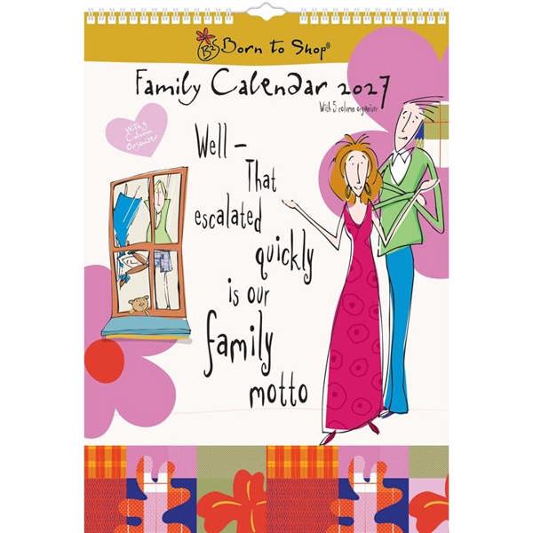 Born To Shop A3 Family Organiser 2027, Family Planners, Month To View, Humour, Gift