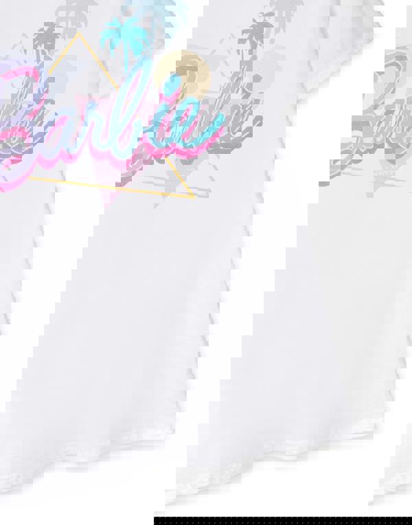 Barbie Womens White Pastel Palm Trees Short Sleeved T-Shirt