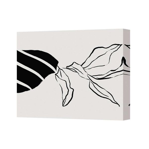 Benjamin Tate Design Abstract Line Art Leaf Canvas Print In Deep Wooden Frame UK Handmade