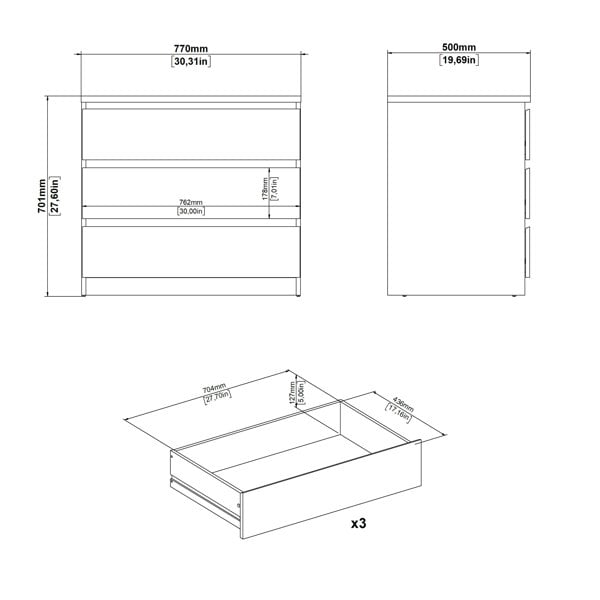 Furniture To Go Naia Chest of 3 Drawers in Cashmere Jackson Hickory