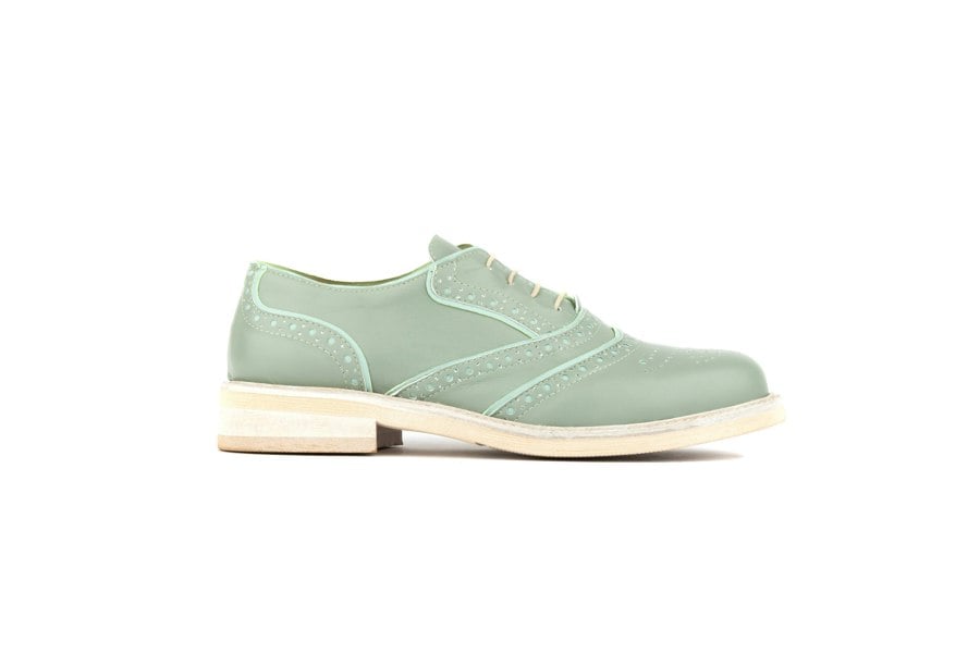 Embassy London Brick Lane - Green - Women's contrast leather lace-up brogue