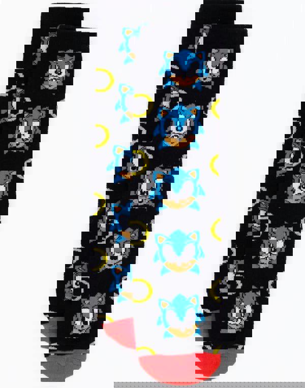 Sonic the Hedgehog Mens Black Sonic Calf Socks Set of 3