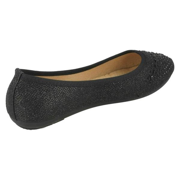 Spot On Ladies Spot On Jewel Trim Vamp Ballerinas