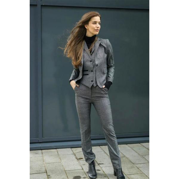 TruClothing Women's Grey Three-Piece Tailored Fit Suit in Prince of Wales Check