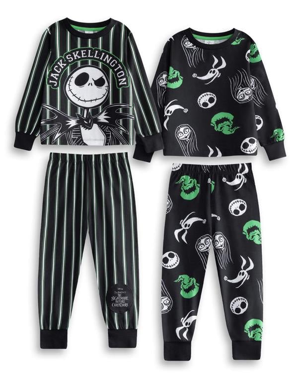 Disney Unisex Kids Black NMBC Multi-Pack of 2 Long Sleeve Long Leg Pyjama Set