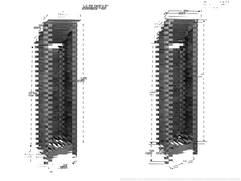 Arbor Garden Solutions Wooden Log Store (Roof Sloping Back) W-99cm, H-126cm Or 180cm, D-88cm - Brown Finish