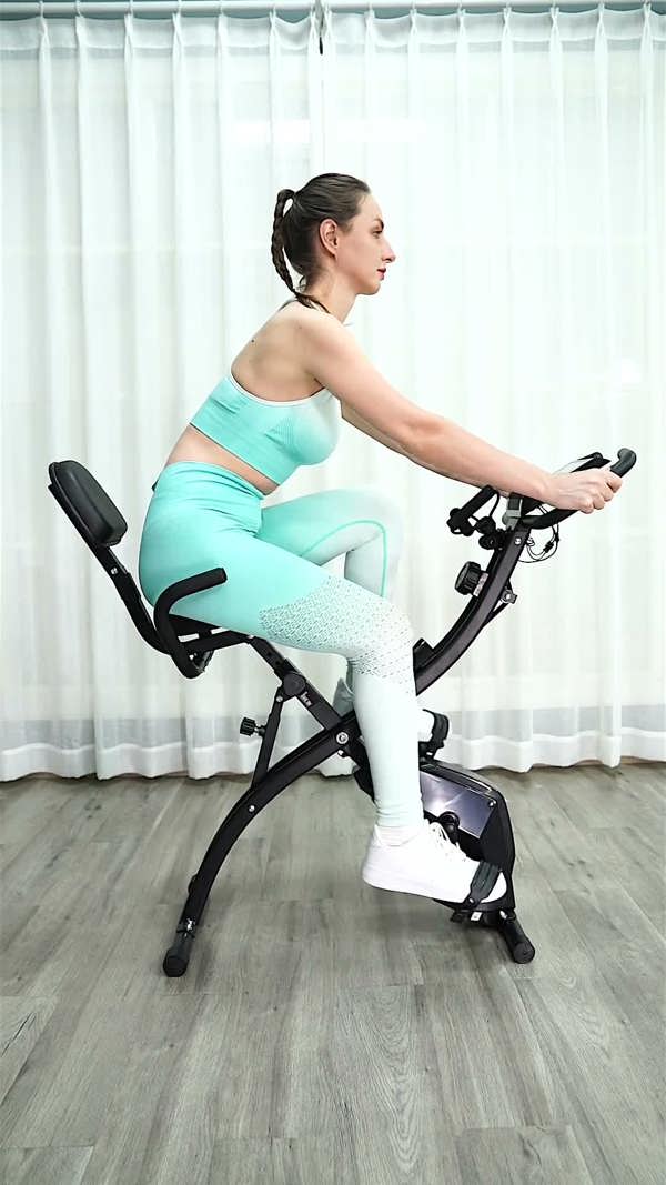 HOMCOM 2-In-1 Folding Exercise Bike with 8-Level Magnetic Resistance Black