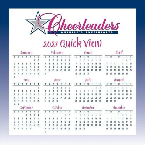 NFL Dallas Cowboys Cheerleaders Sideline Desk Calendar 2027, Desk Calendars, Day To View, Sports, Gift