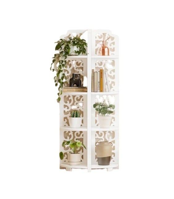 Modcraft White Free-Standing Corner Shelf – 4-Tier PVC Storage Unit for Bathroom, Bedroom, Living Room & More