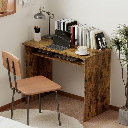 Wyld Haus Nonoel 90cm Wooden Wood Effect Box Style Work Desk With Shelving