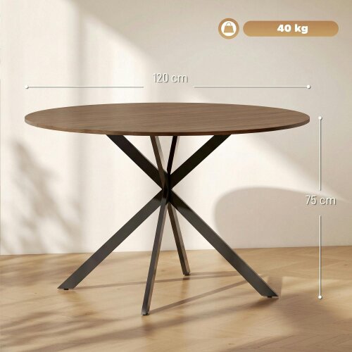 HOMCOM 120 cm Dining Table for 4, Industrial Kitchen Table with Steel Legs