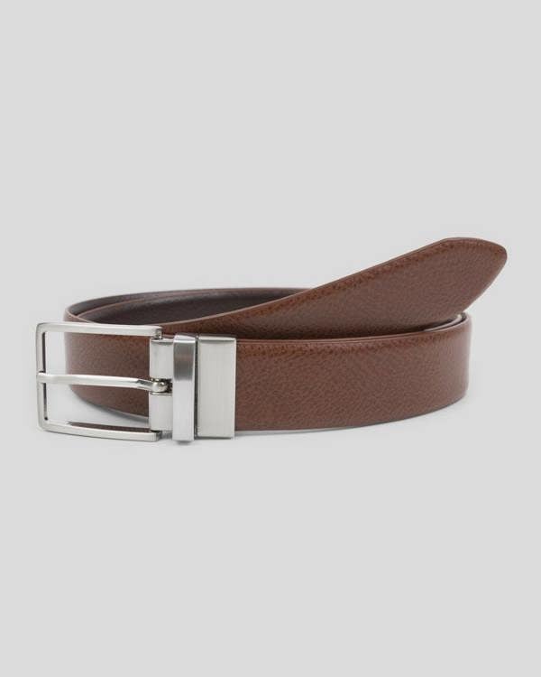 Steel & Jelly Men’s Graffham Dark Brown & Tan Reversible Leather Belt