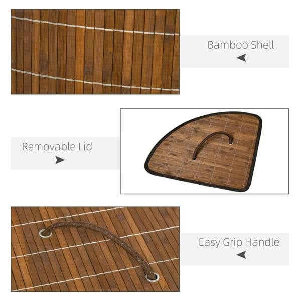 Brown bamboo lid with curved handle, designed for easy removal