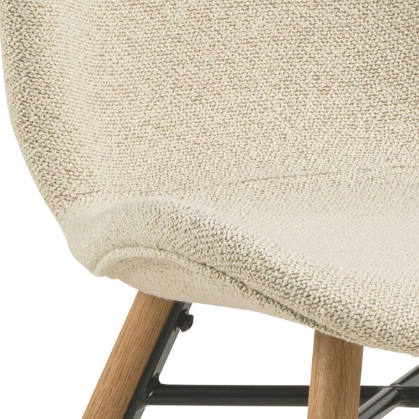 Wyld Haus Set of 2 Acorn Upholstered Beige Boucle Dining Chairs Oak Legs