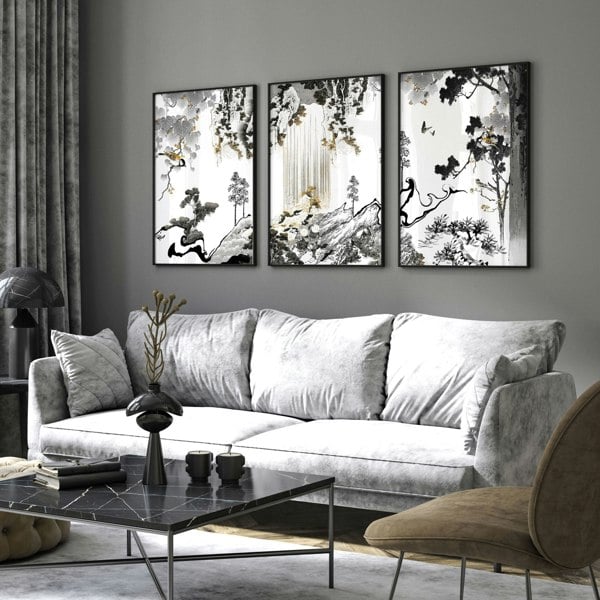 Art Living Room Wall | Set of 3 wall art prints