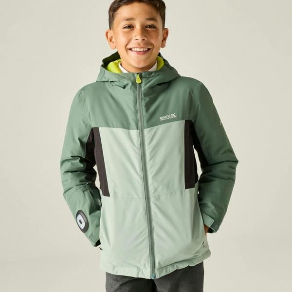 Regatta Kids Beamz Insulated Waterproof Jacket - Dark Forest/Glacier/Wild Lime