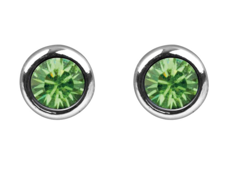 Cooksongold 925 Sterling Silver Crystal Birthstone Stud Earrings, 4mm Round