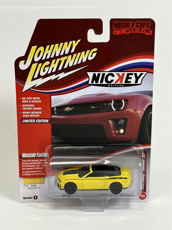 Johnny Lightning 2013 Chevy Camero ZL1 Rally Yellow 1:64 Scale JLMC030B