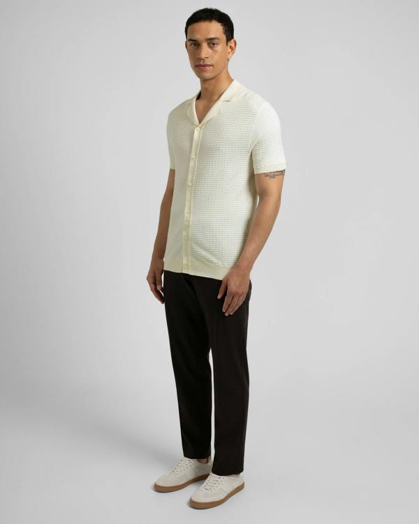 Steel & Jelly Aldgate - Chevron Textured Knitted Short Sleeve Shirt