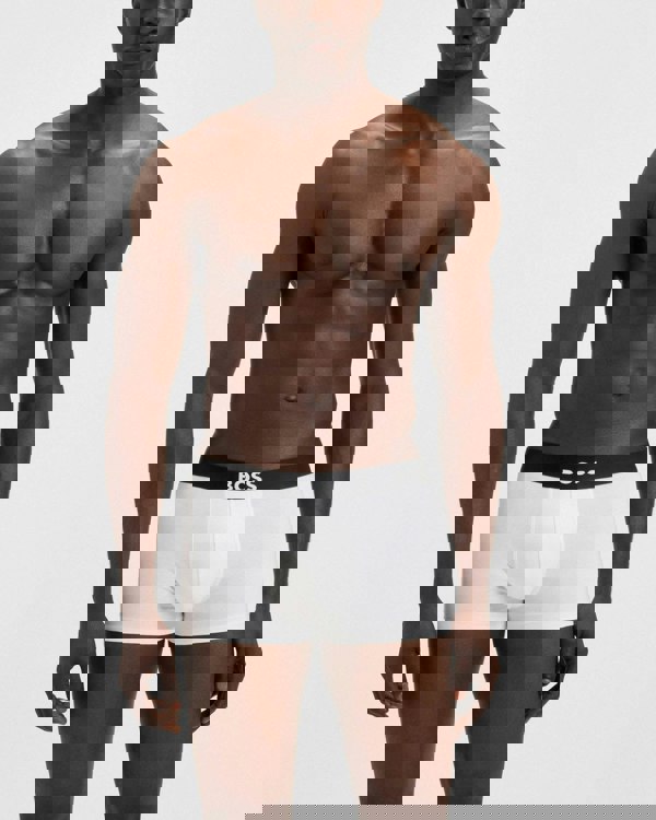 BOSS Orange 3-Pack Mens Stretch-Cotton Trunks with Logo Waistbands - White/Grey/Black 999