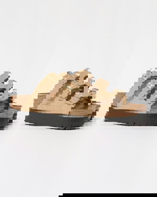 Birkenstock Papillio Florida III Flex Womens Nubuck Platform Sandals - Sandcastle