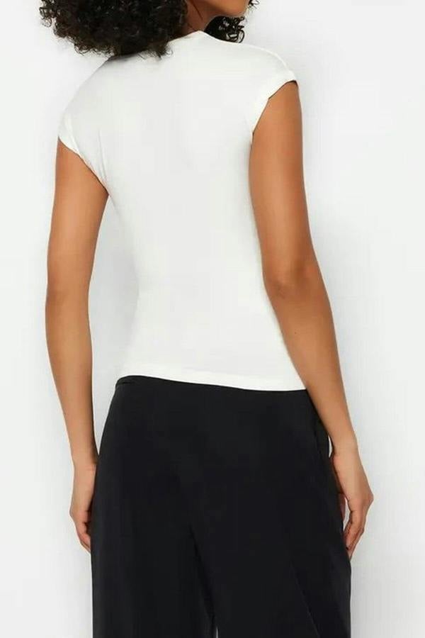 WOVCOR Viscose Fitted Knit Blouse