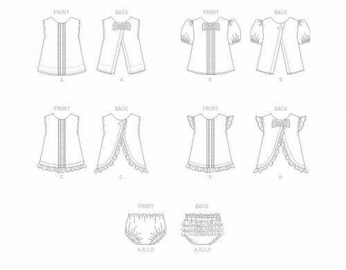 Butterick Sewing Pattern 6884, Tops, Shorts for Baby, YA5 (NB-S-M-L-XL) - Easy