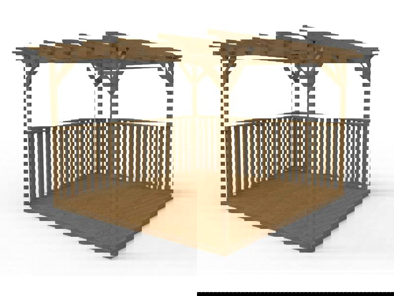 Arbor Garden Solutions Square Pergola And Decking Kit With Two Side Balustrade