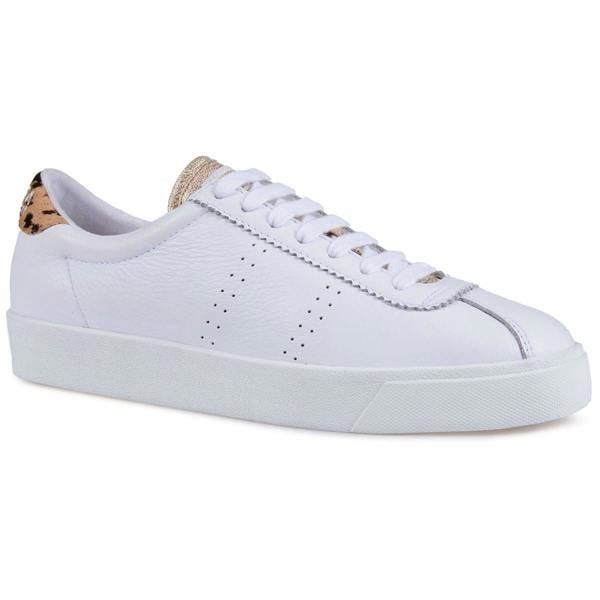Superga Womens/Ladies 2843 Sport Club S Leather Calf Hair Trainers - White/Light Brown - 