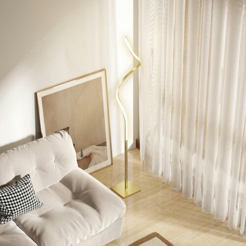 Wyld Haus Fiyosu Metal Gold Tone Dimmable LED Floor Lamp With Adjustable Brightness And Foot Switch