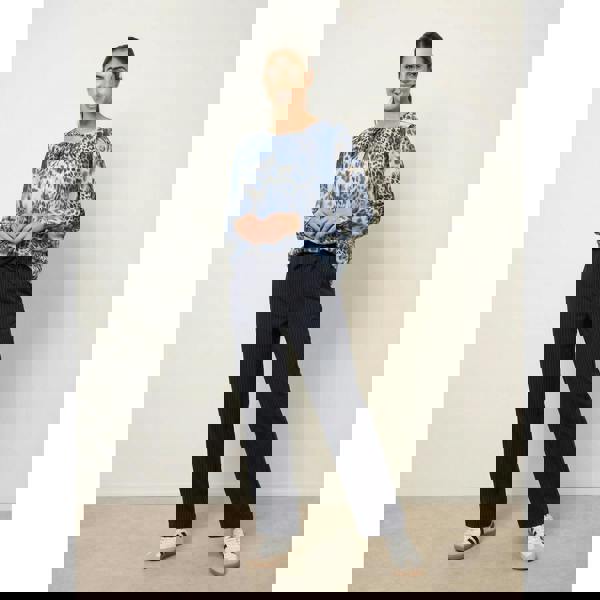 Blue Vanilla Animal Print Round Neck Top