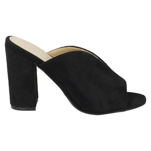 Spot On Ladies Spot On High Chunky Heel Mules