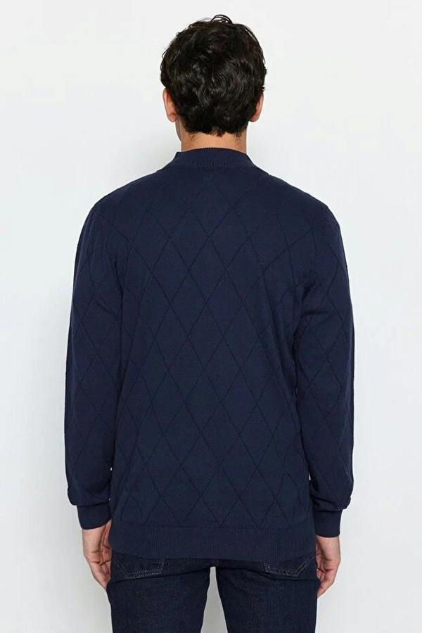 WOVCOR Slim Fit Half Turtleneck Zippered Collar Knit Men's Sweater