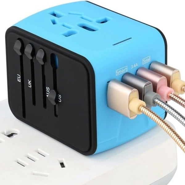 smartbies Universal Worldwide Travel Adapter with USB-C & USB-A – Fast Charging Plug for 224+ Countries