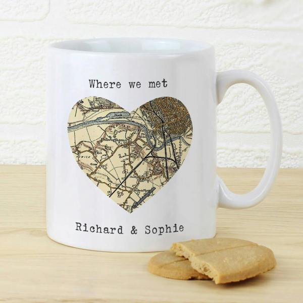 Personalised 'Where We Met' Map Mug - product in use