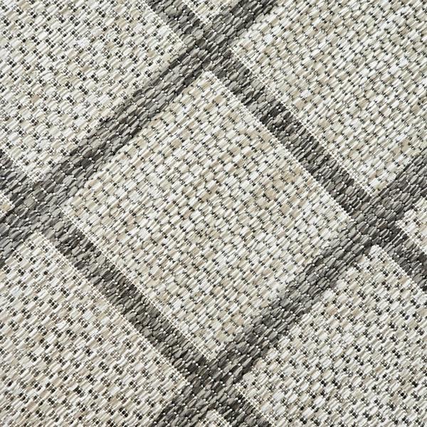 Viva Rugs Non-Slip Taupe Brown Beige Rug Checkered Border Design Flat Weave Kitchen Dining Room Living Room Area Mat